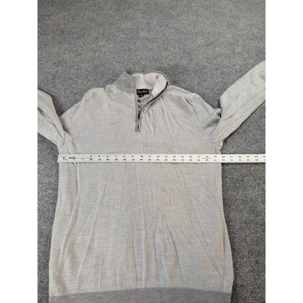 Brooks Brothers Wool Sweater Mens Large Light Gray  100% Merino Wool 1/4 Zip